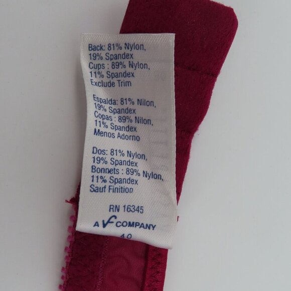 Vintage Vassarette 36B Virtue Red Style 75256 Underwire Bra No Padding NEW NWT - Picture 13 of 15